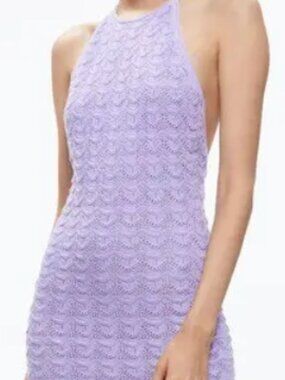 Alice + Olivia Jone lavender midi crochet halter dress, size XL, like new